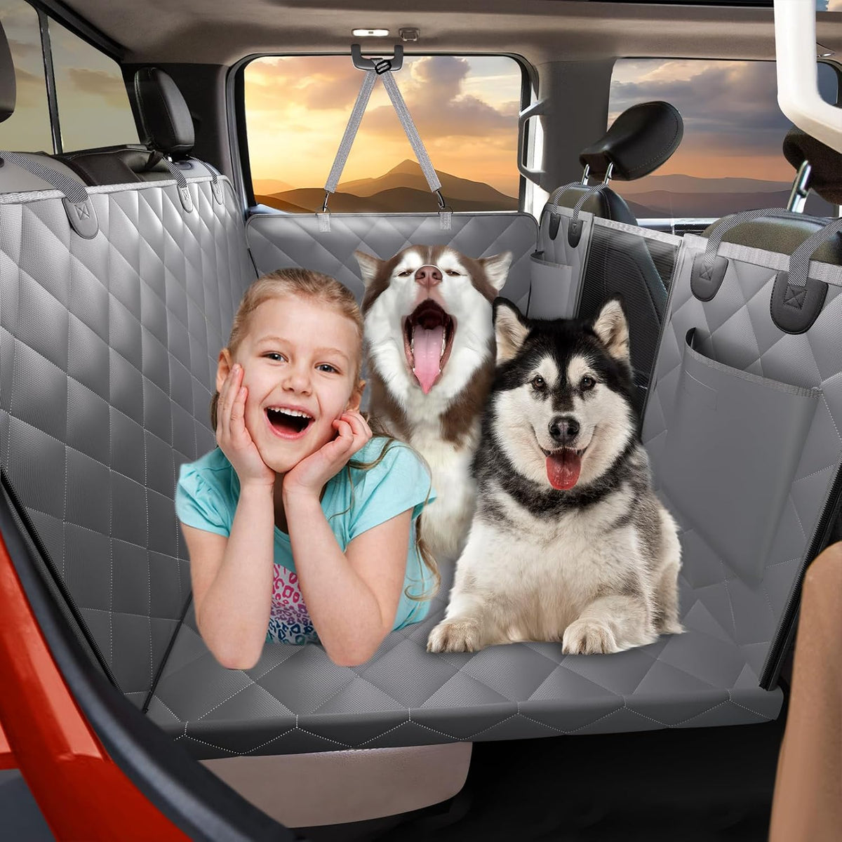 Hard Bottom Dog Car Seat Cover for Back Seat, Back Seat Extender