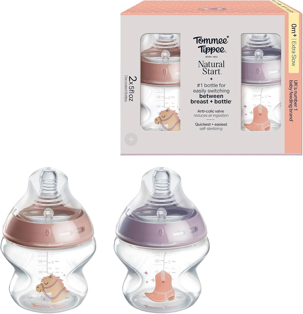 Tommee Tippee Natural Start Baby Bottles, Anti-Colic, 0m+, 5oz