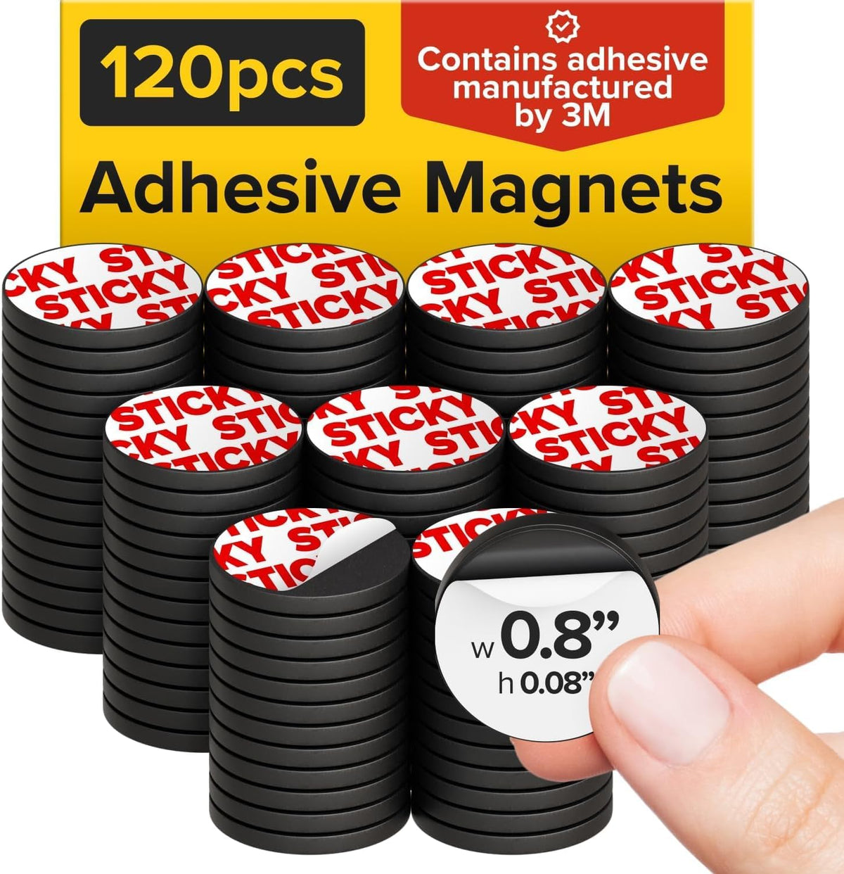 Sticky Flexible Adhesive Magnets for Crafts, 0.8"x0.08" (20x2mm), 120 pcs