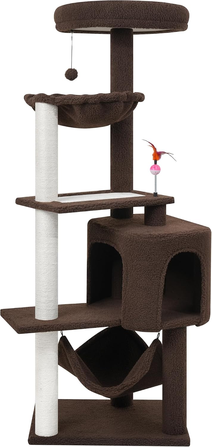 YUNIQUE Cat Tree with Cat Condo and Big Hammock, Grey