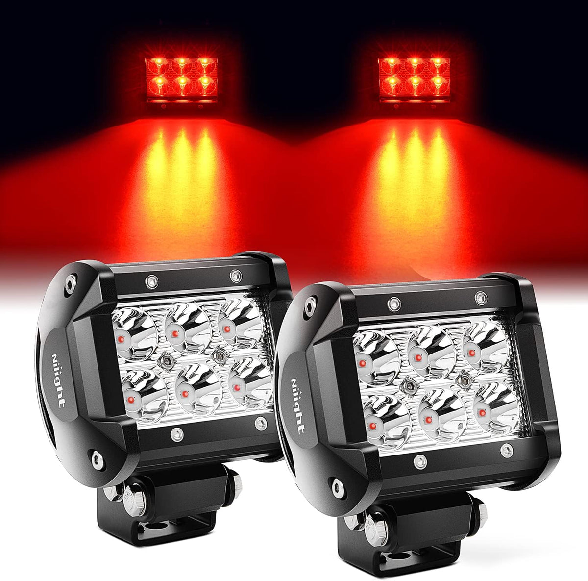 Nilight Led Pods 2Pcs 18W 1260LM Spot Off Road Lights Super Bright Driving Fog Boat Lamp Work Lighting Bar for Trucks Van Camper Wagon Car Pickup Golf Cart ATV UTV SUV Boat 4x4