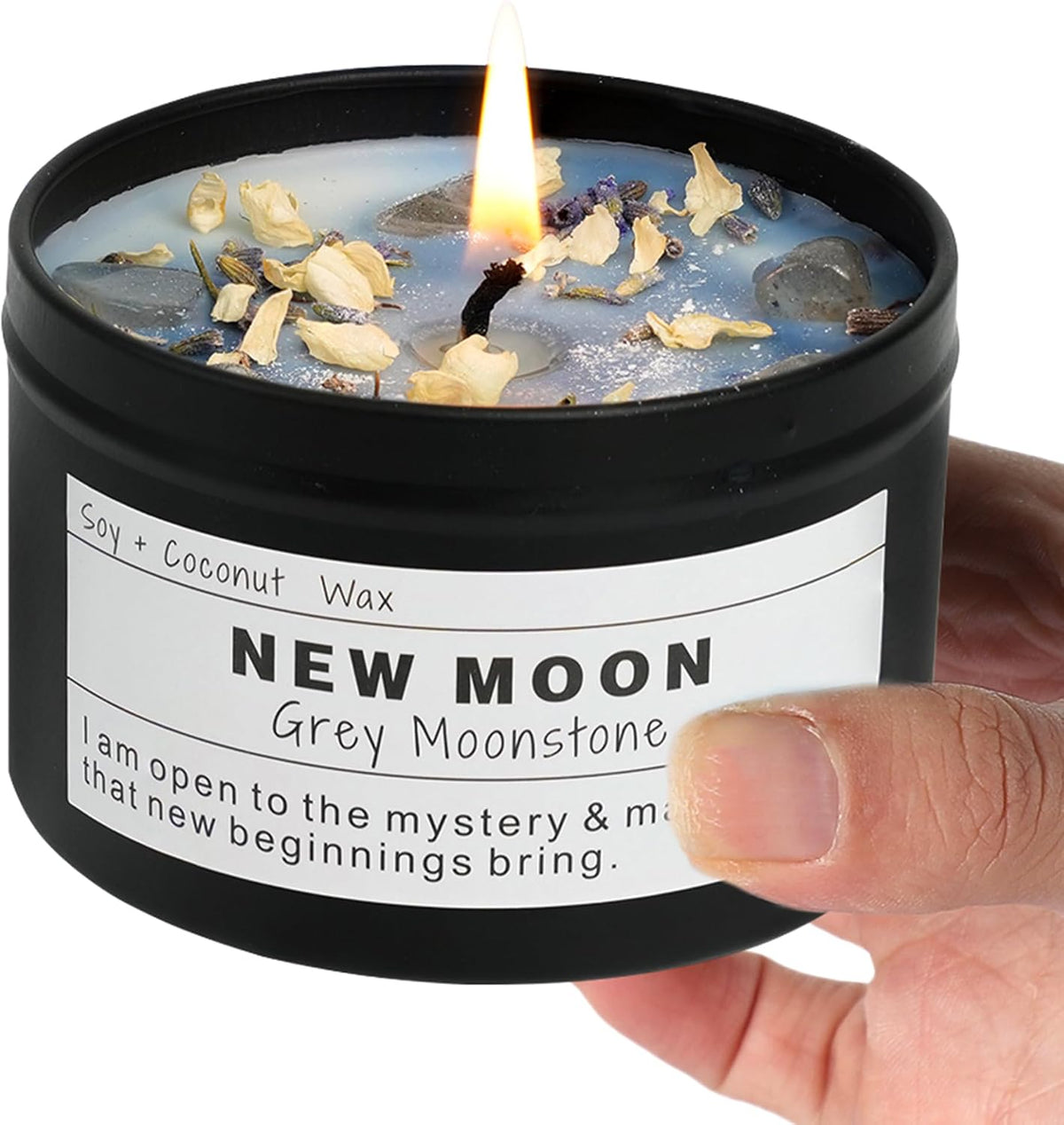 Obsidian Crystal Energy Candle, Good Aura Health Protection, Baltic Amber Chakra Magic Self-Care, Emotional Support, Encouragement and Affirmation Gift.(HEAL)
