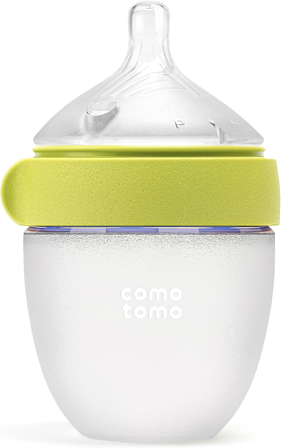 Comotomo Silicone Baby Bottle Gen 2 – 2026 Release (5oz) – True Slow-Flow Nipple for Newborn Feeding (0-3 Months) with Dual Anti Colic Vents for Breast to Bottle Transition, Green (Double Pack)