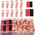 TKDMR 160Pcs Copper Wire Lugs AWG2 4 6 8 10 12 with Heat Shrink Set, 80Pcs Battery Cable Ends Ring Terminals Connectors Tubing Assortment Kit