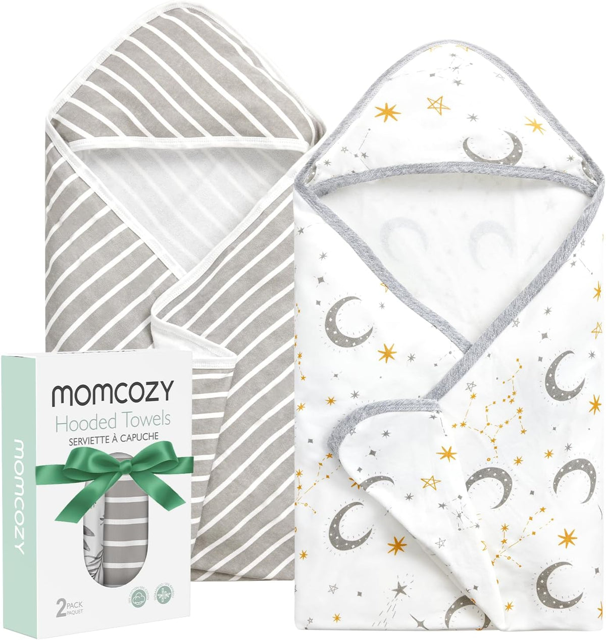 Momcozy Baby Towels, Soft Absorbent Bath Towel for Newborn&Toddler,Lemon