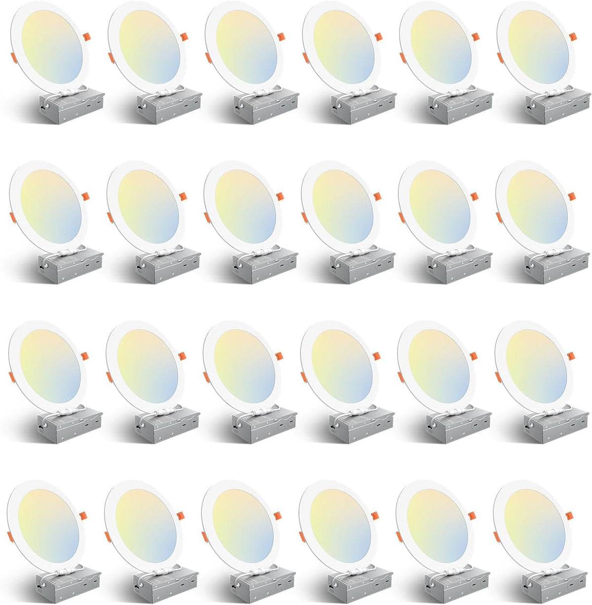 Amico 24 Pack 6 Inch LED Recessed Light with Junction Box, 5CCT, 1050LM