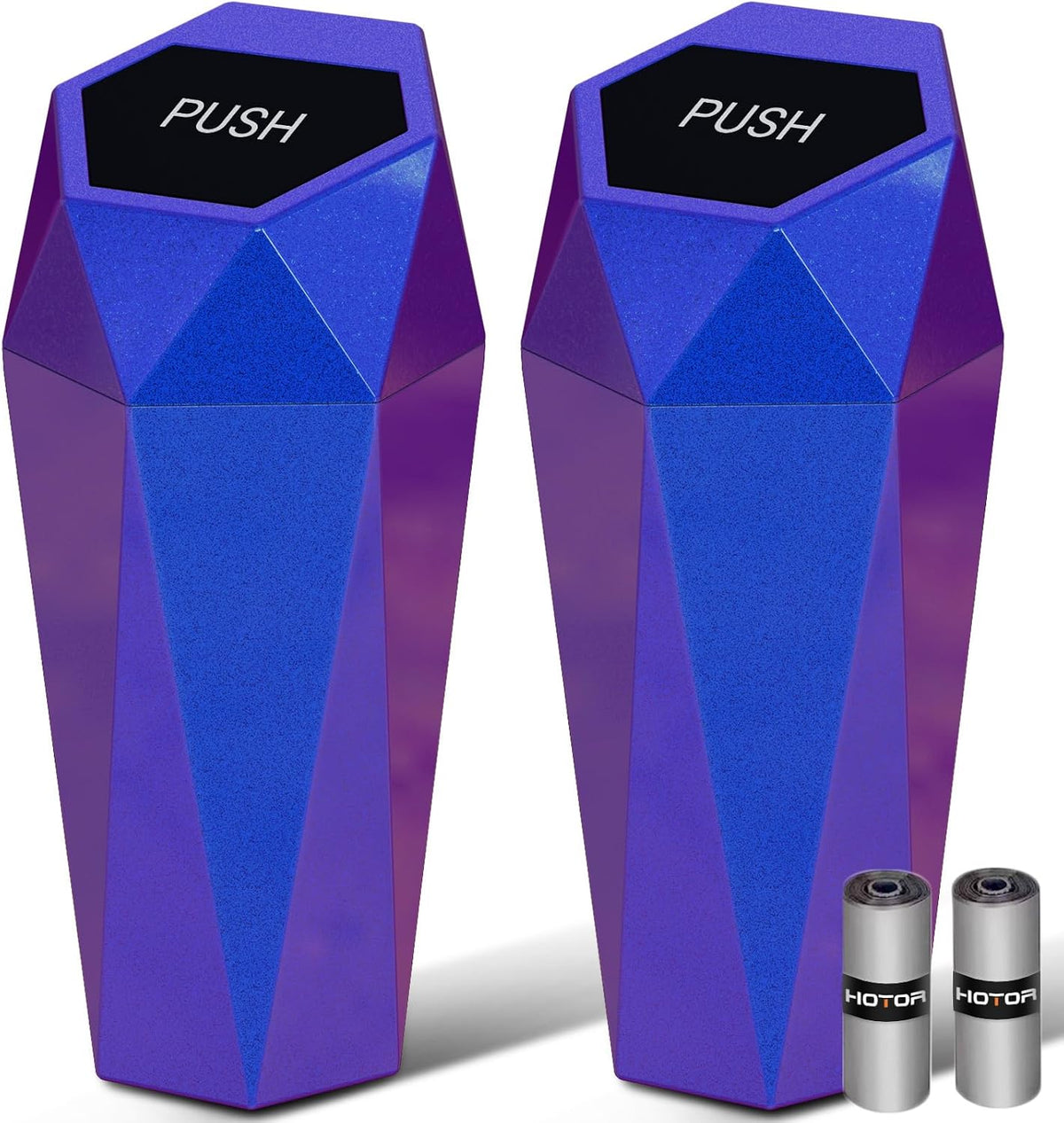 HOTOR Car Trash Can with Lid, Leakproof, Black, 2 Pack