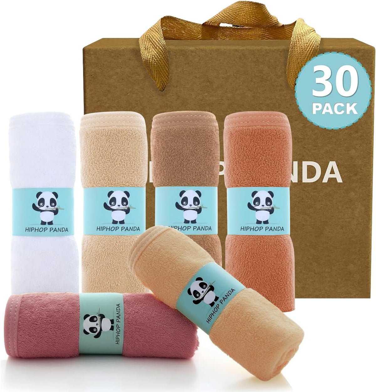 HIPHOP PANDA Ultra Soft Baby Washcloths, 2-Layer Absorbent Wash Cloths