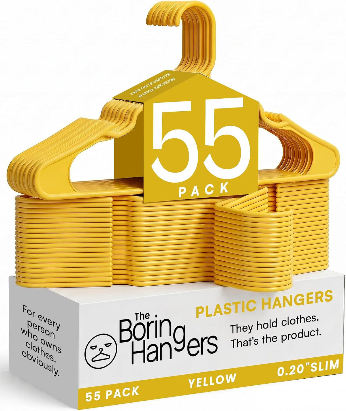 White Plastic Hangers 55 Pack - 10 lb Heavy Duty Plastic Clothes Hangers for Closet - 0.20" Thin, Slim & Space Saving White Coat Hangers for Shirts, Dresses, Jackets, Pants