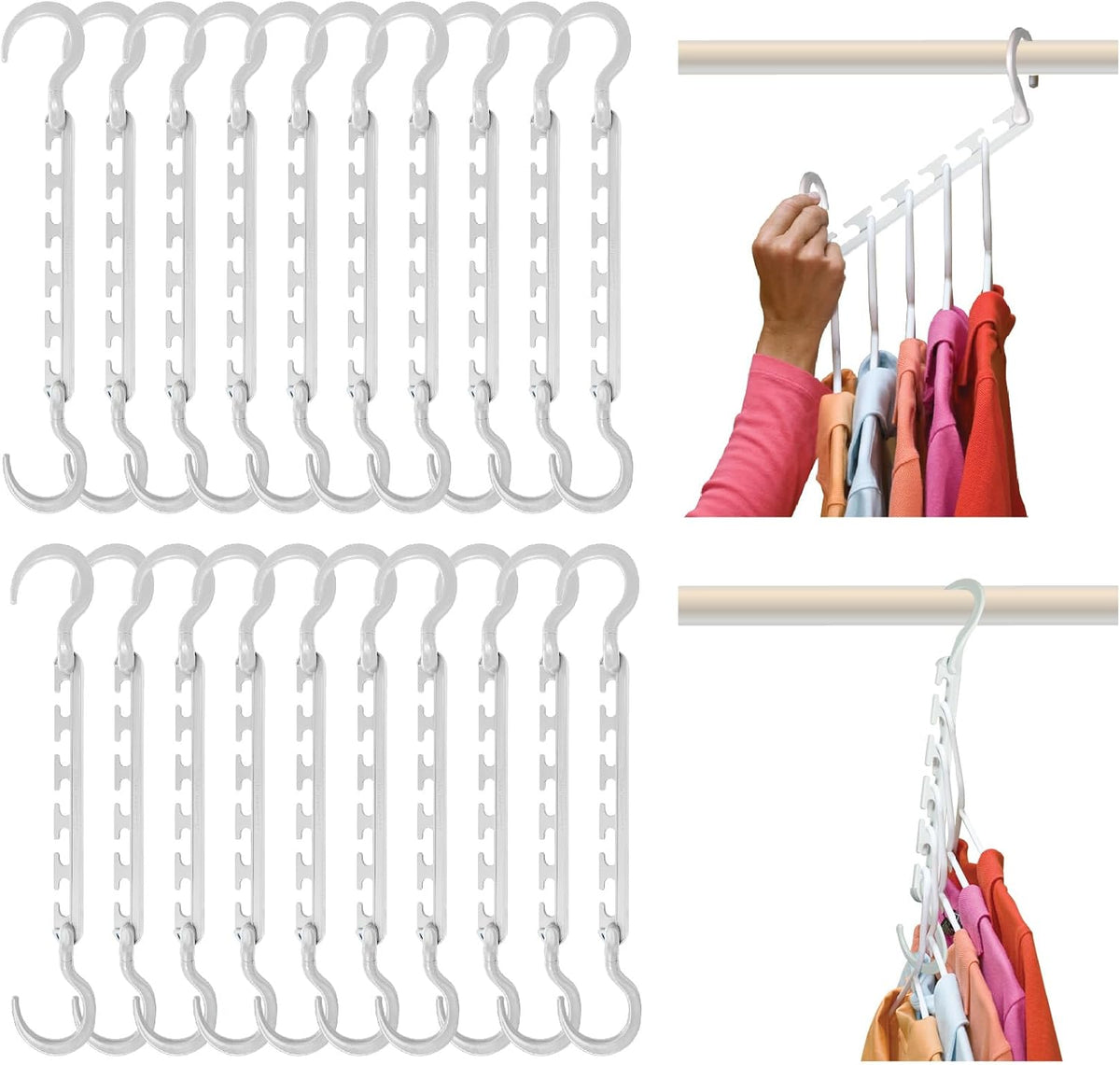 Wonder Hanger Max Space Saving Closet Hangers, 10-Pack, 360° Swivel, Grey