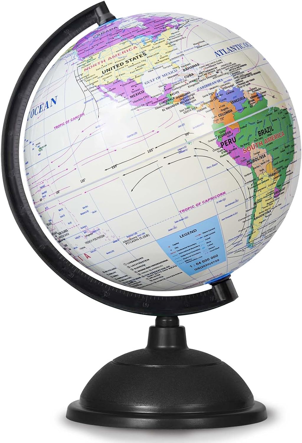 KISEER 8 Inch World Globe with Stand Rotating Earth Spinning Globe for Kids Geography Classroom Education or Decorations (Blue)