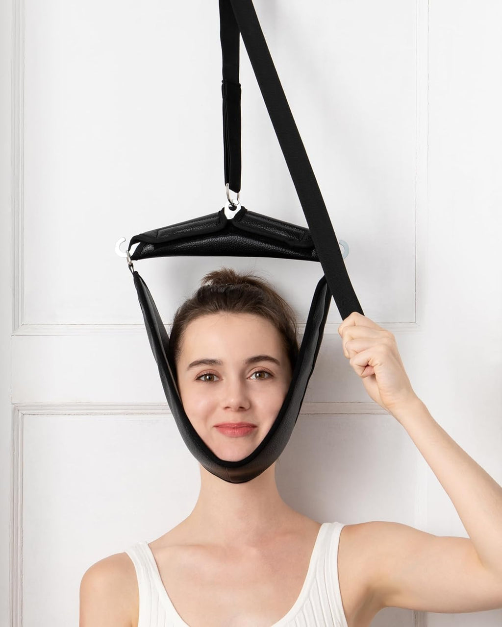 Neck Stretcher Cervical Traction Device for Home Use - Over The Door Cervical Neck Traction Device for Decompression Home Physical Therapy, Portable Neck Traction Device for Neck Pain (Black)