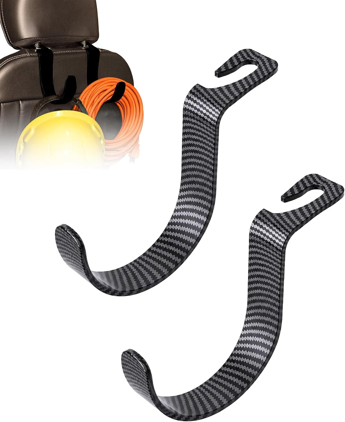Travel Depot XL Hard Hat Holder for Truck, Heavy-Duty Headrest Hooks, Seat Back Organizer for Hard Hats, Bags & Gear, Universal Truck & Car Headrest Organizer, 2-Pack