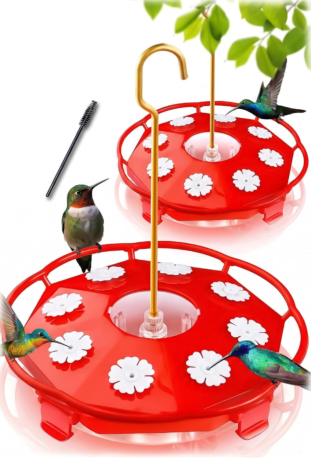eWonLife 2 Pack 16 oz Saucer Hummingbird Feeders for Outdoors, Garden Decor