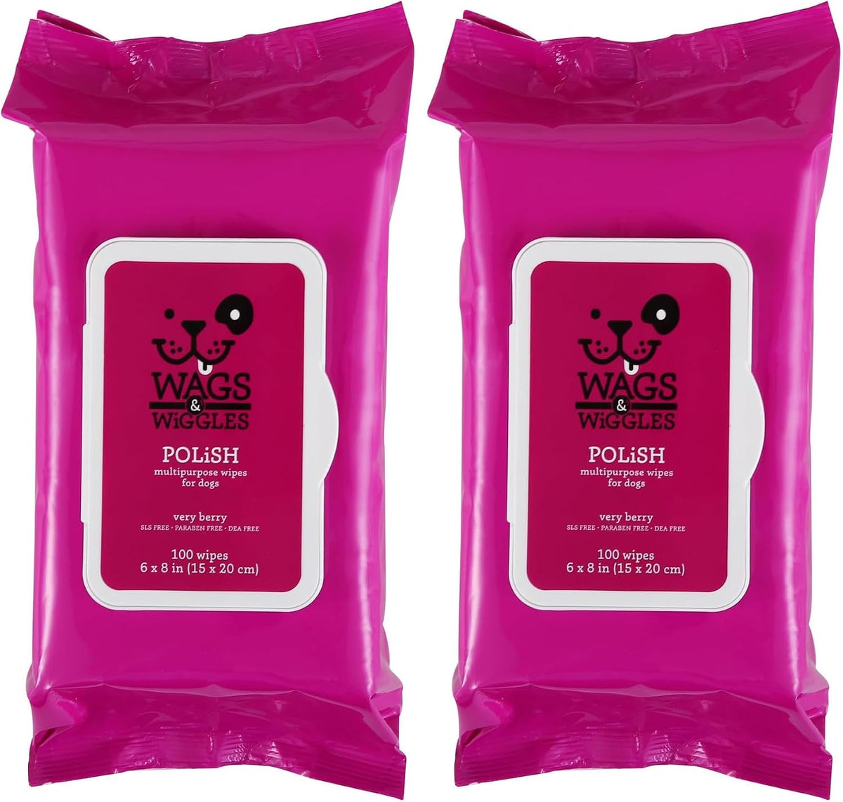 Wags & Wiggles Hypoallergenic Dog Wipes, Fragrance-Free, 100 Count | Waterless cleansing cloths for paws, face, and body, no SLS, parabens, or DEA for sensitive skin