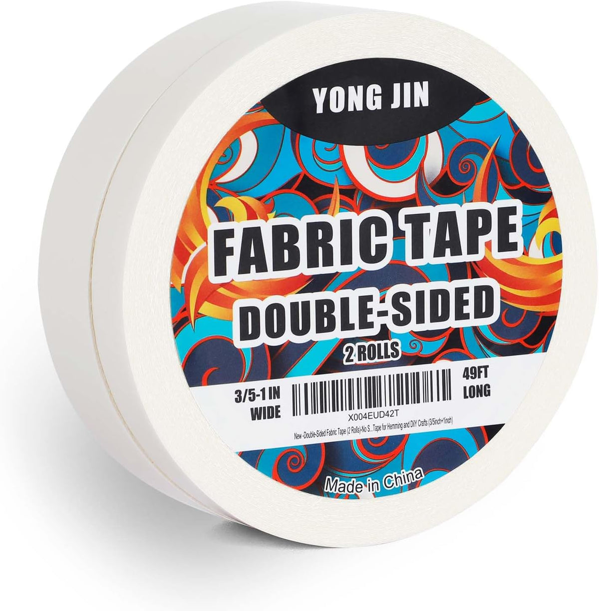 YONGJIN Double-Sided Fabric Tape,Hem Tape No Sew No Iron, 2/5"+1" (2 Rolls)