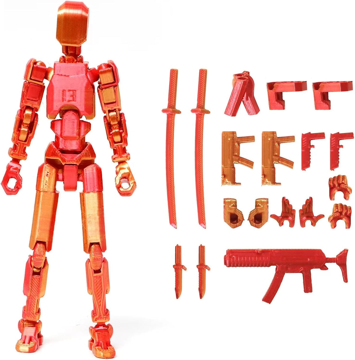 FoxVilla Titan 13 3D Printed Action Figure, Assembled Dummy 13 (Golden)
