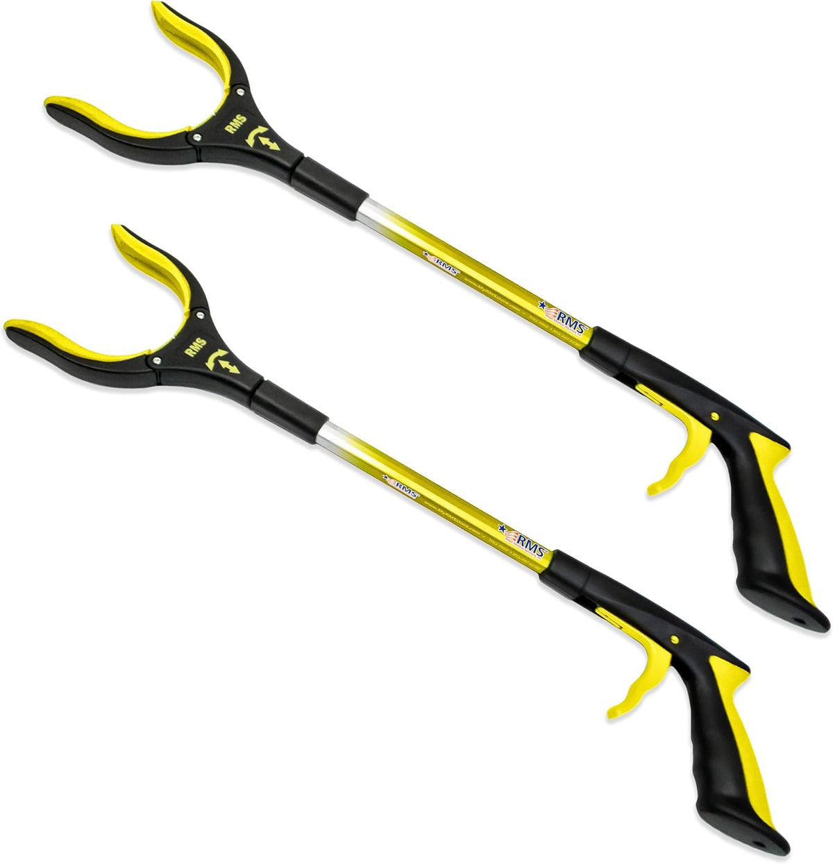 RMS 2-Pack 34 Inch and 21 Inch Grabber Reacher with Rotating Jaw