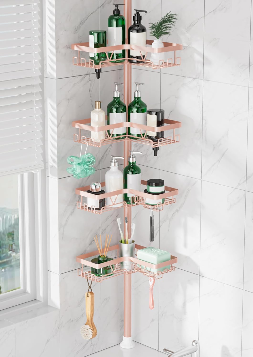 DAOYA Corner Shower Caddy Tension Pole 4 Tier Shower Caddy Organizer Black