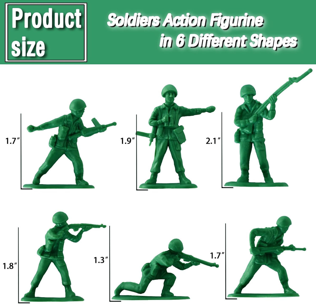 HAPTIME Toys for Boys, Toy Soldiers Set (50 pcs ) , Green Army Men Action Figures, Plastic Military Toys - Inspire Creative Play and Learning Adventures for Kids, Easter Egg Fillers