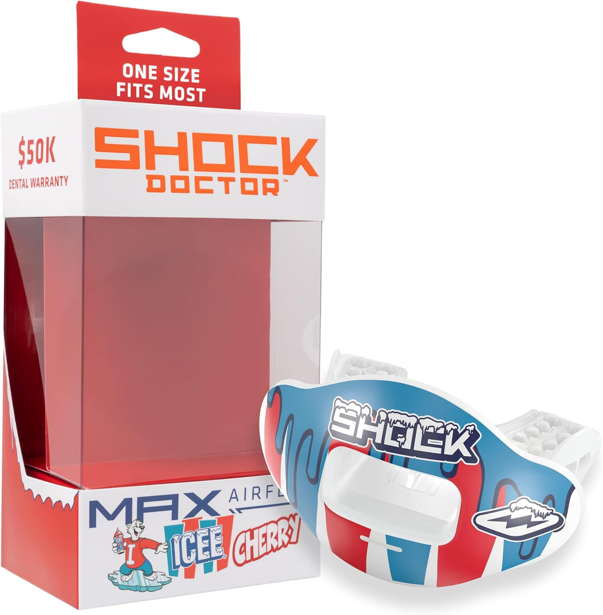 Shock Doctor Kool Aid Lip Guard Mouth Guard - Max Air Flow, Full Mouth Protection Compatible with Braces, Lip Guard, Instant Fit Mouthguard for Football, Hockey, Lacrosse