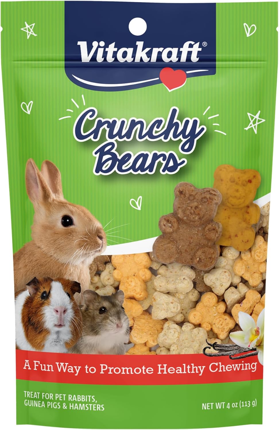 Vitakraft Crunchy Bears Rabbit, Guinea Pig & Hamster Treat 12 oz. (Pack of 3)