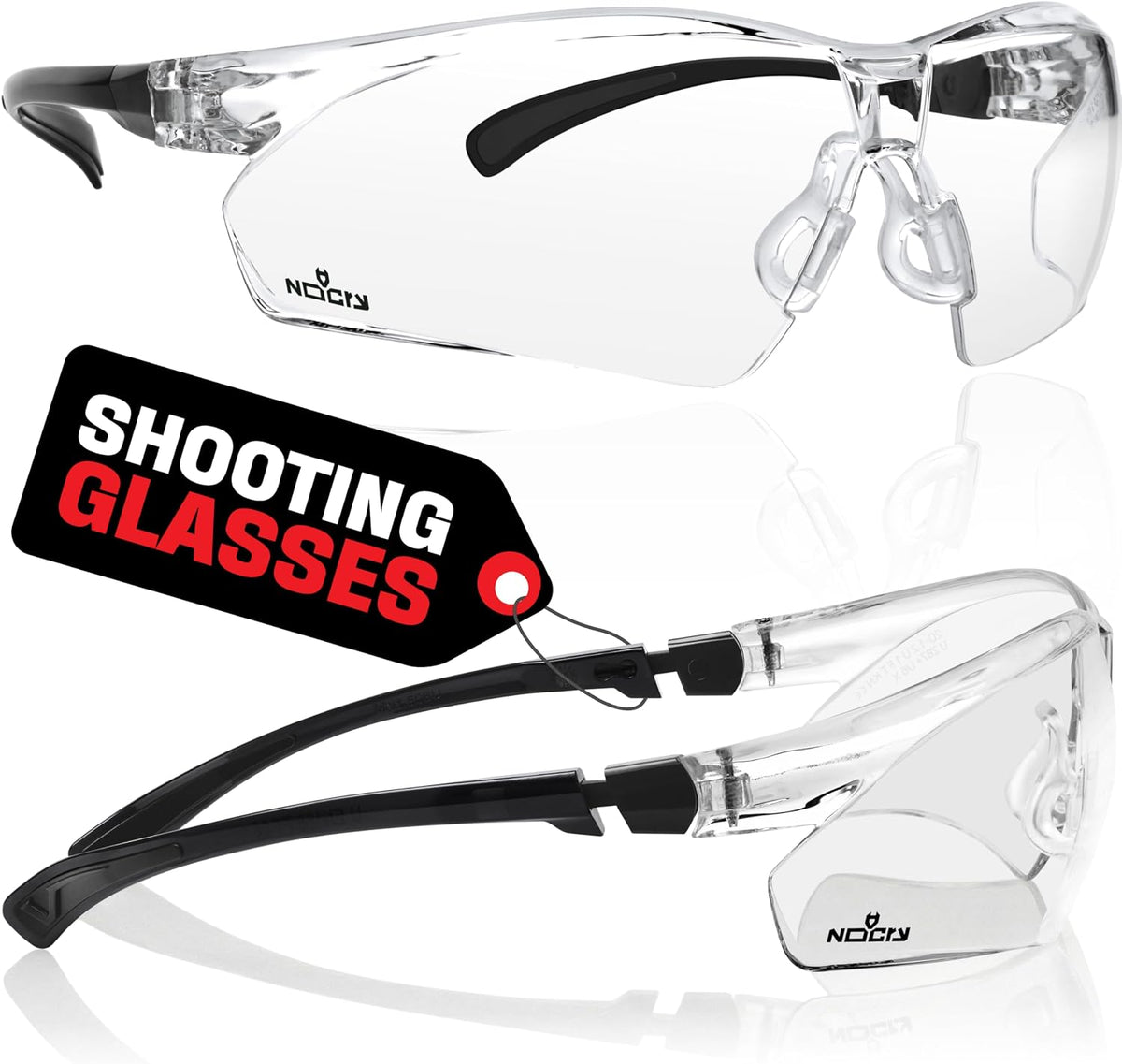 NoCry Clear Safety Glasses for Men and Women with Anti-Fog and Scratch Resistant Wrap Around Lenses, Adjustable Temples and Nose Pads — ANSI Z87 Certified Protective Eyewear with 100% UV Shielding