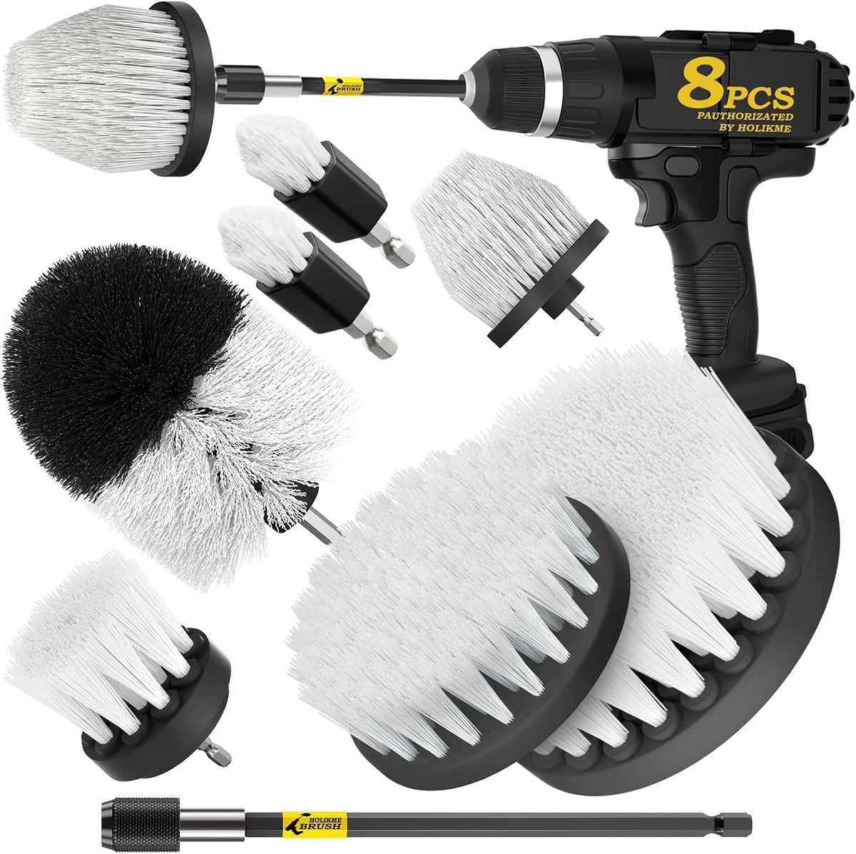 Holikme 8Piece Drill Brush Attachment Set - Power Scrubber Cleaning Kit