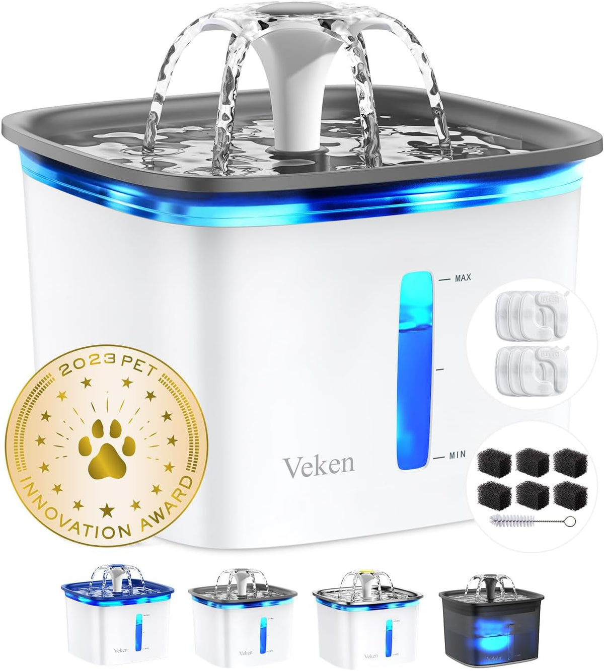 Veken Innovation Award Winner 95oz/2.8L Cat Water Fountain
