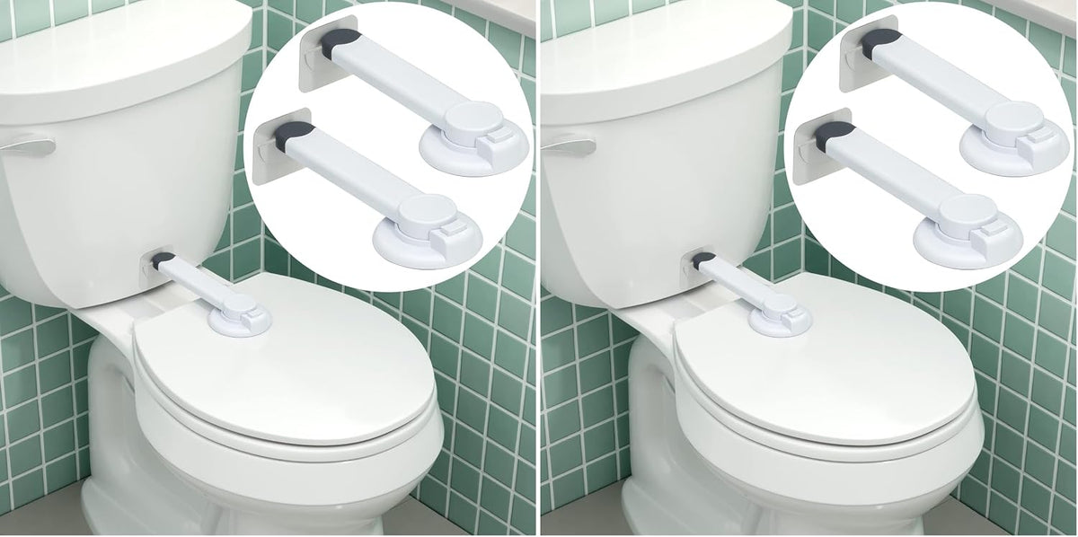 Toilet Locks Baby Proof (2-Pack) Ideal Baby Proof Toilet Lid Lock with Arm – No Tools Needed Easy Installation with 3M Adhesive – Top Safety Toilet Seat Lock – Fits Most Toilets, White