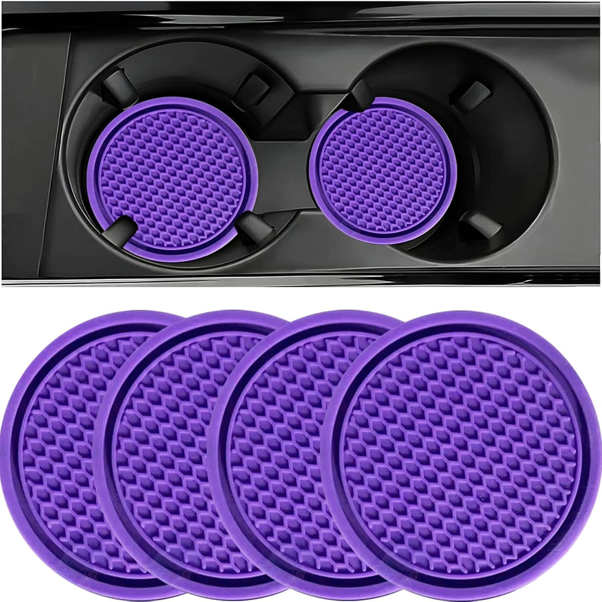 ZSDY Car Cup Coaster, 4PCS Universal Auto Non-Slip Cup Holder Embedded in Ornaments Coaster, Car Interior Accessories Sets, Pink