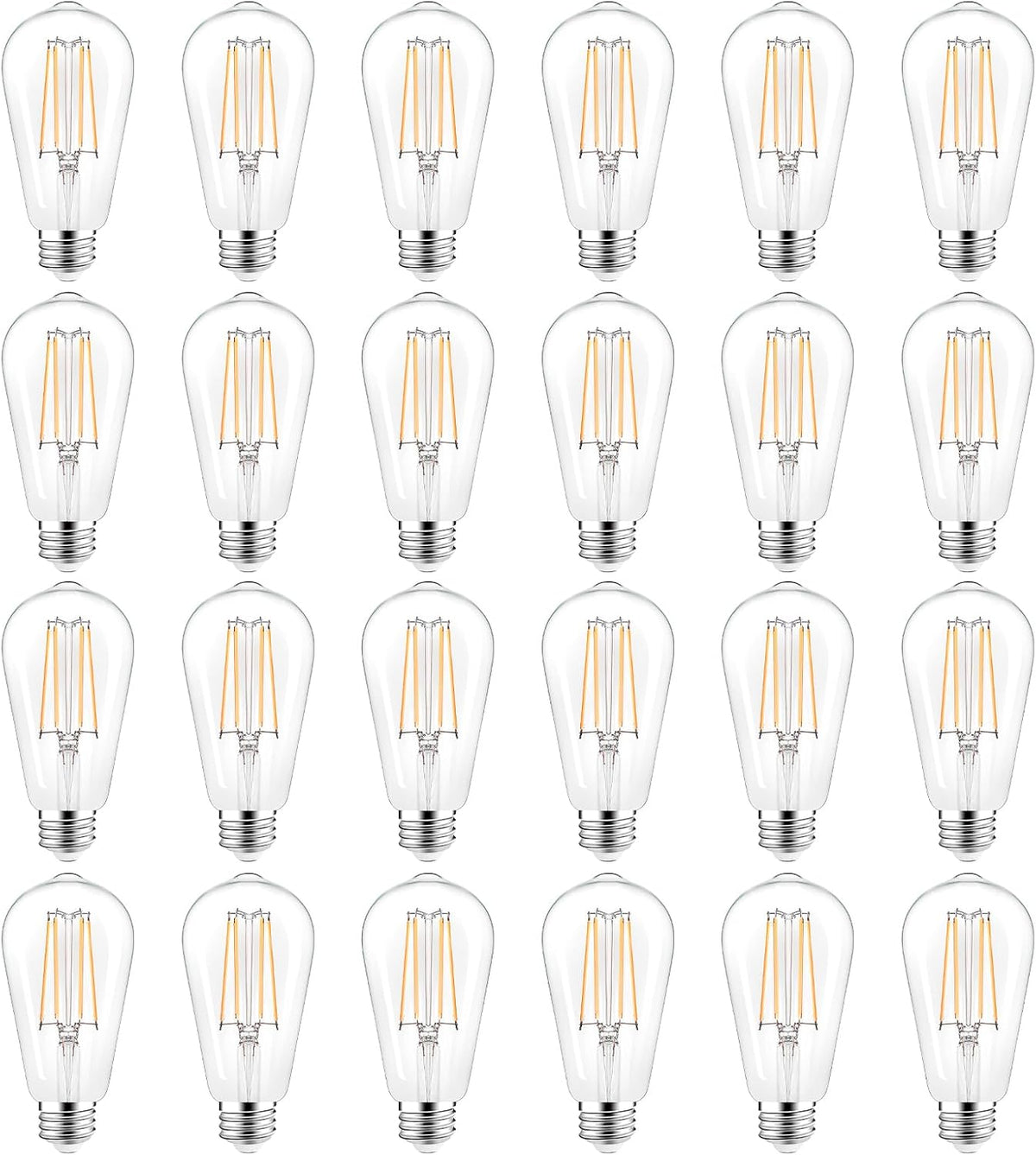 PARTPHONER LED Light Bulbs Dimmable Vintage Edison Bulb, E26 LED Bulb 60W Equivalent 720 Lumens, Warm White 2700K, ST58 Antique LED Filament Bulb CRI 85+, Clear Glass, Pack of 4