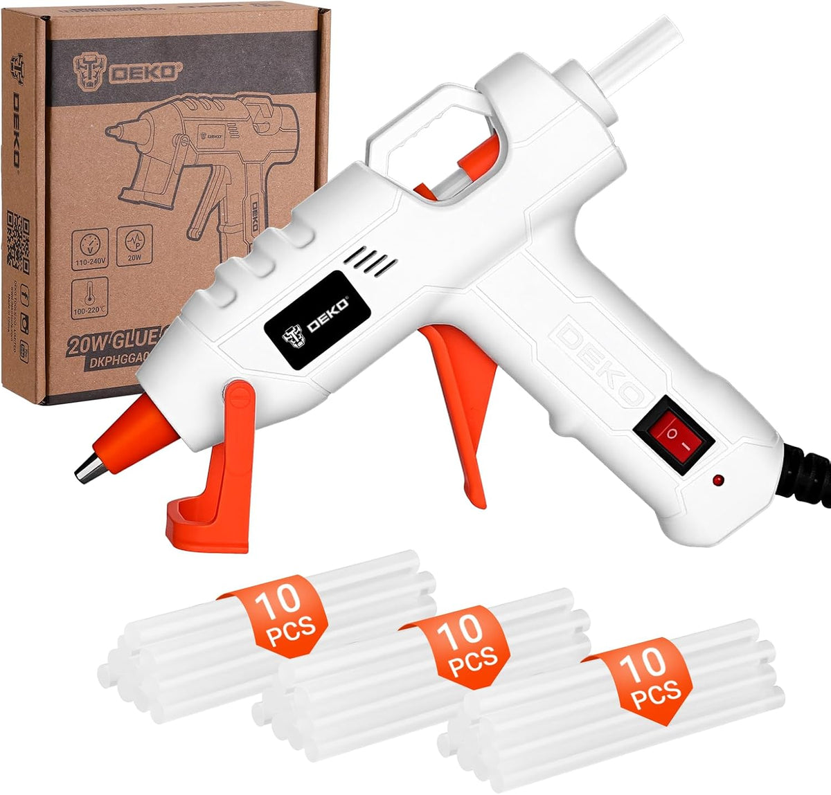 Mini Hot Glue Gun Kit：DEKOPRO 20Watt High Temp Glue Guns Tool with 55-Inch Cord, Includes 30 Glue Sticks for Glue Gun Crafts DIY, School Art, Quick Home Repair (Pink)
