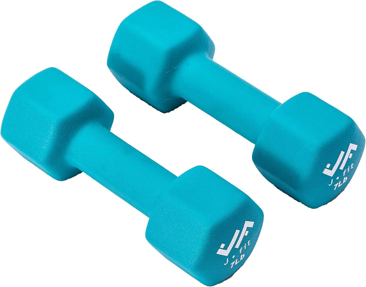 JFIT Dumbbell Pairs or Sets – Neoprene & Vinyl Coated Hand Weights for Home Gym, Strength Training, Aerobics, Cardio Exercise and Fitness