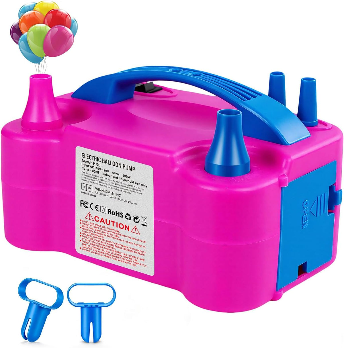 Electric Balloon Pump with Dual Nozzle & 2 Tying Tools