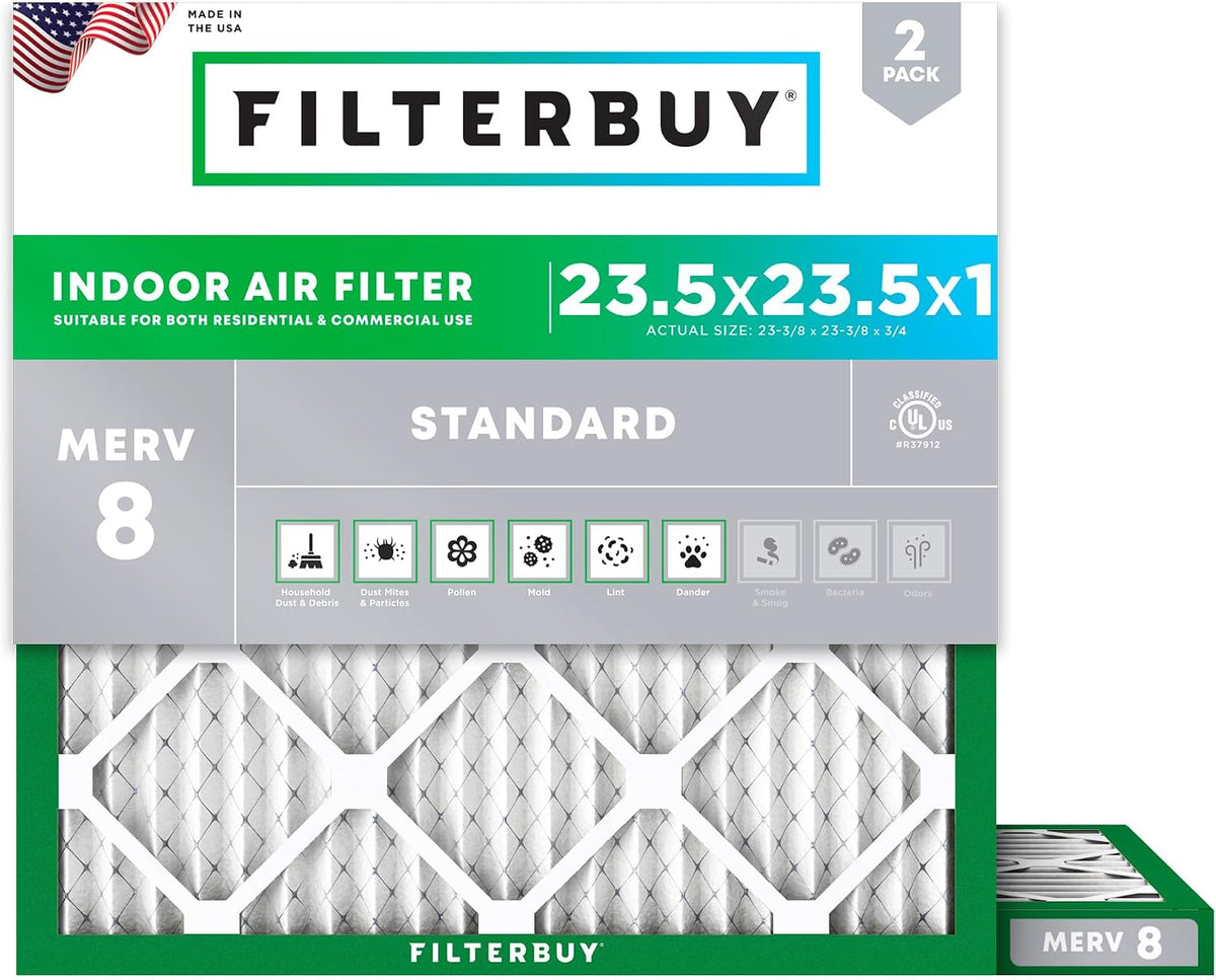 Filterbuy 20x25x4 Air Filter MERV 8 Dust & Allergy Defense (2-Pack)
