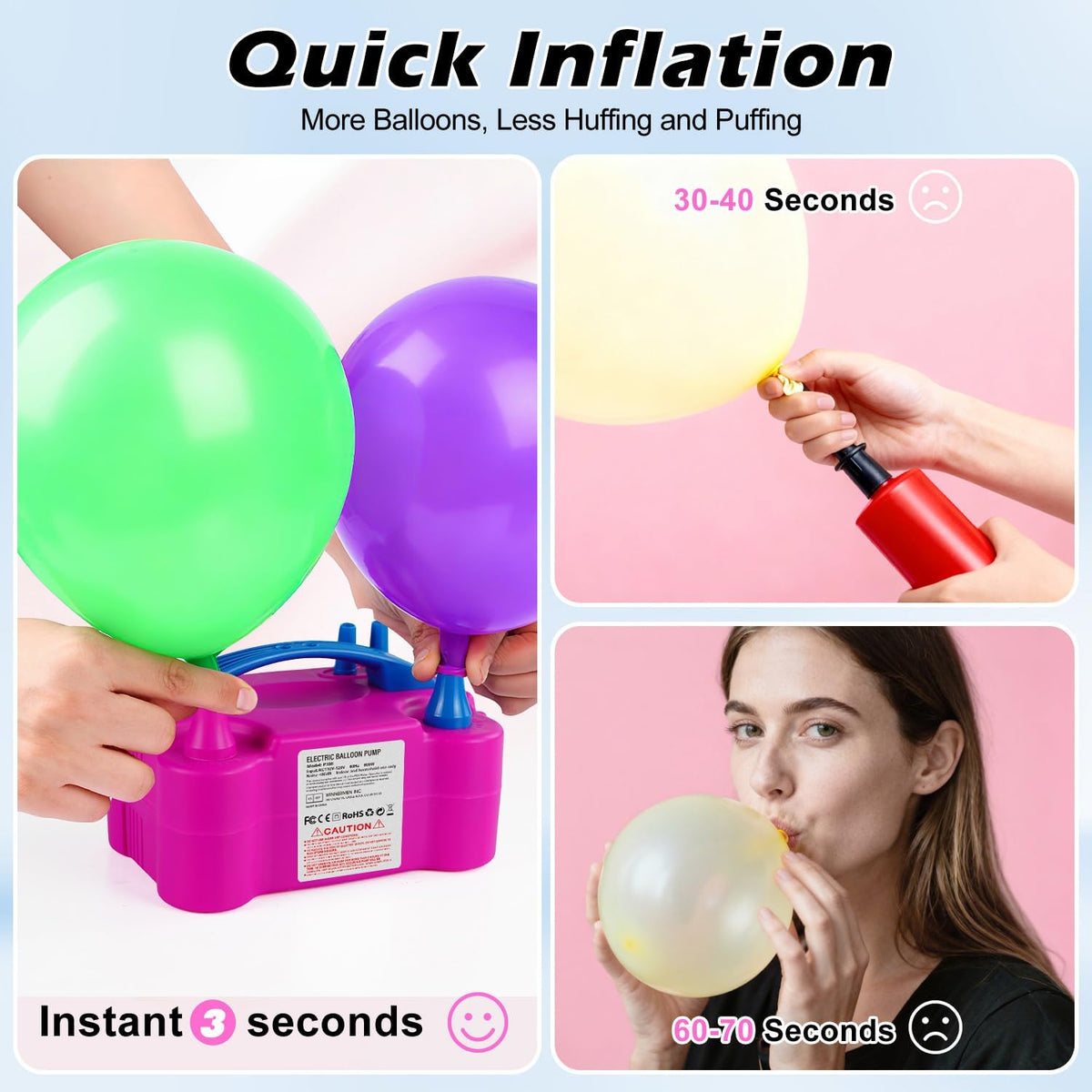 Electric Balloon Pump with Dual Nozzle & 2 Tying Tools
