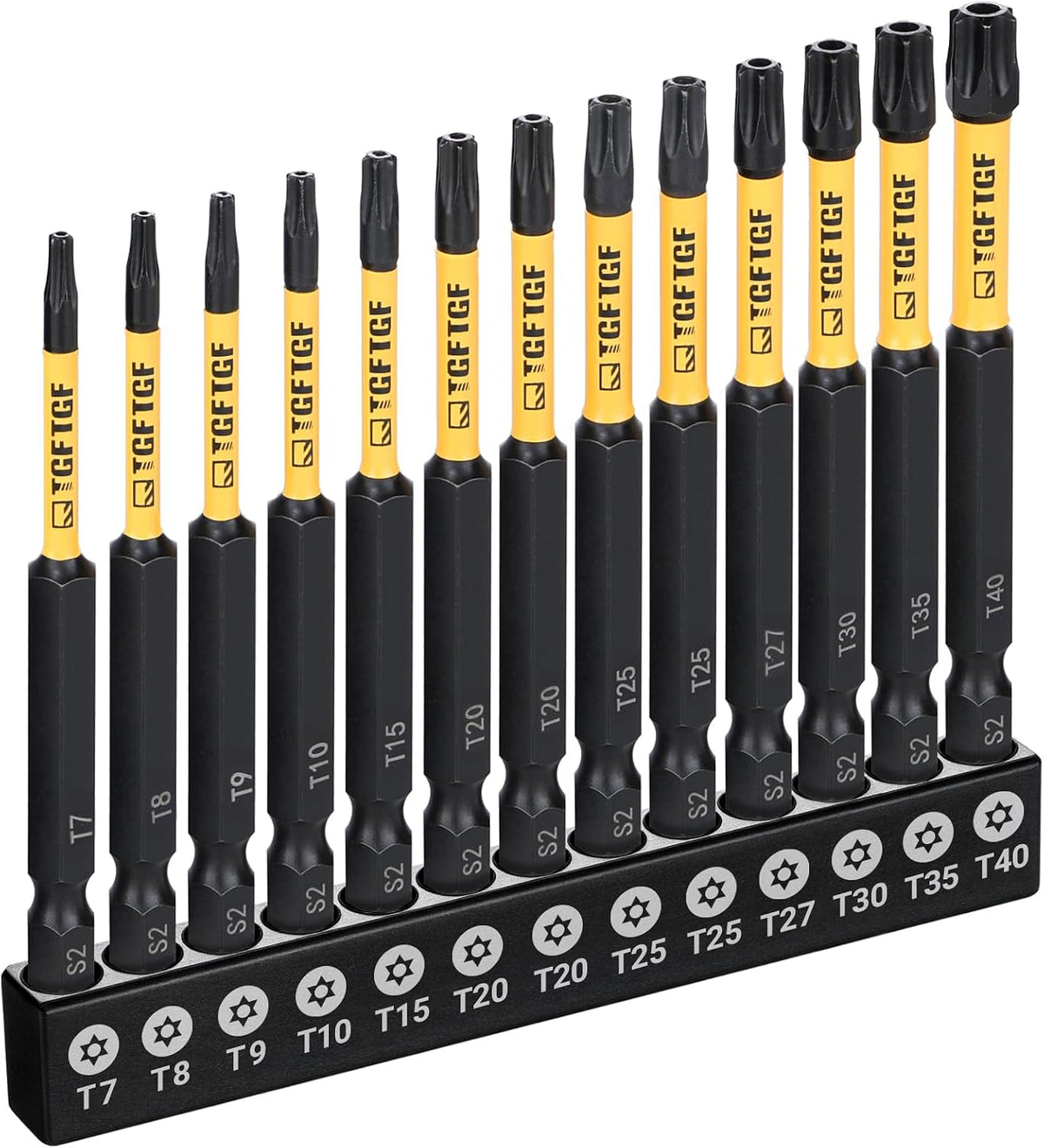 TGFTGF Impact Torx Bit Set 31PCS (T5 T6, TT7-TT40), 1” 2” S2 Steel Security Torx, Tamper Proof Star Bit Set with Magnetic CNC Machined Tips, Impact Screwdriver Bits with Bit Holder Storage Case