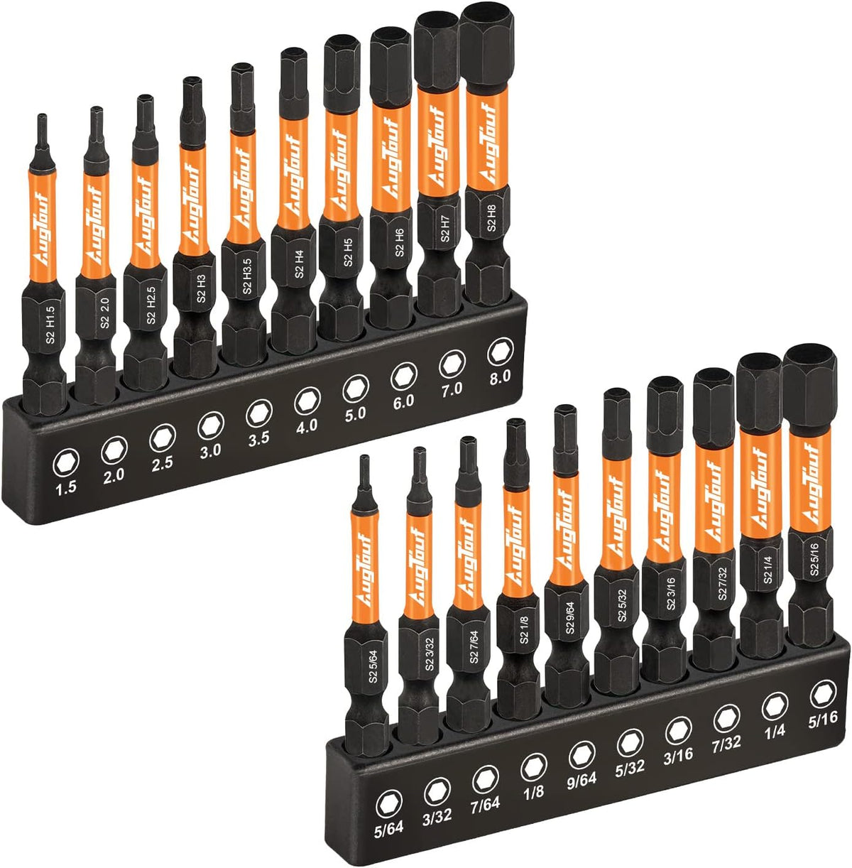 toolant Impact Allen Wrench Drill Bit Set, 20-Piece Metric & SAE, 2-Inch
