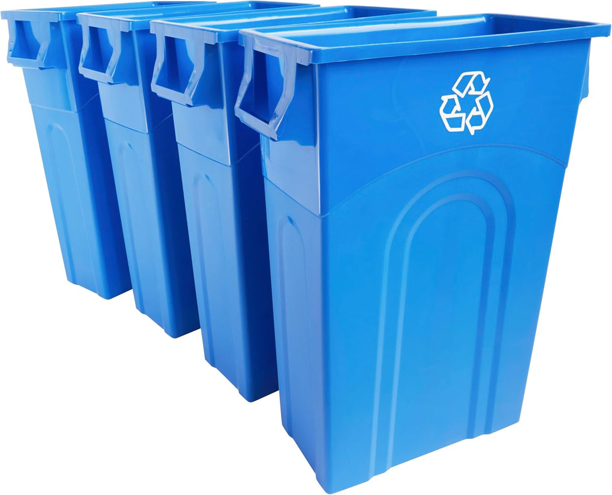 United Solutions Highboy Waste Container with Swing Lid, 23 Gallon, Space Saving Slim Profile and Simple Bag Removal, Handles for Easy Carrying, Indoor/Outdoor Use, Plastic, Black, 1-Pack.