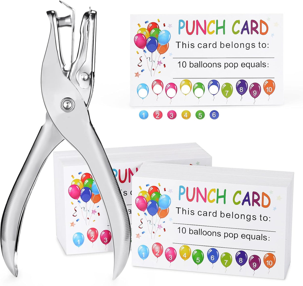 ONEDONE Punch Cards 200 Pack Reward Punch Cards for Classroom with Puncher