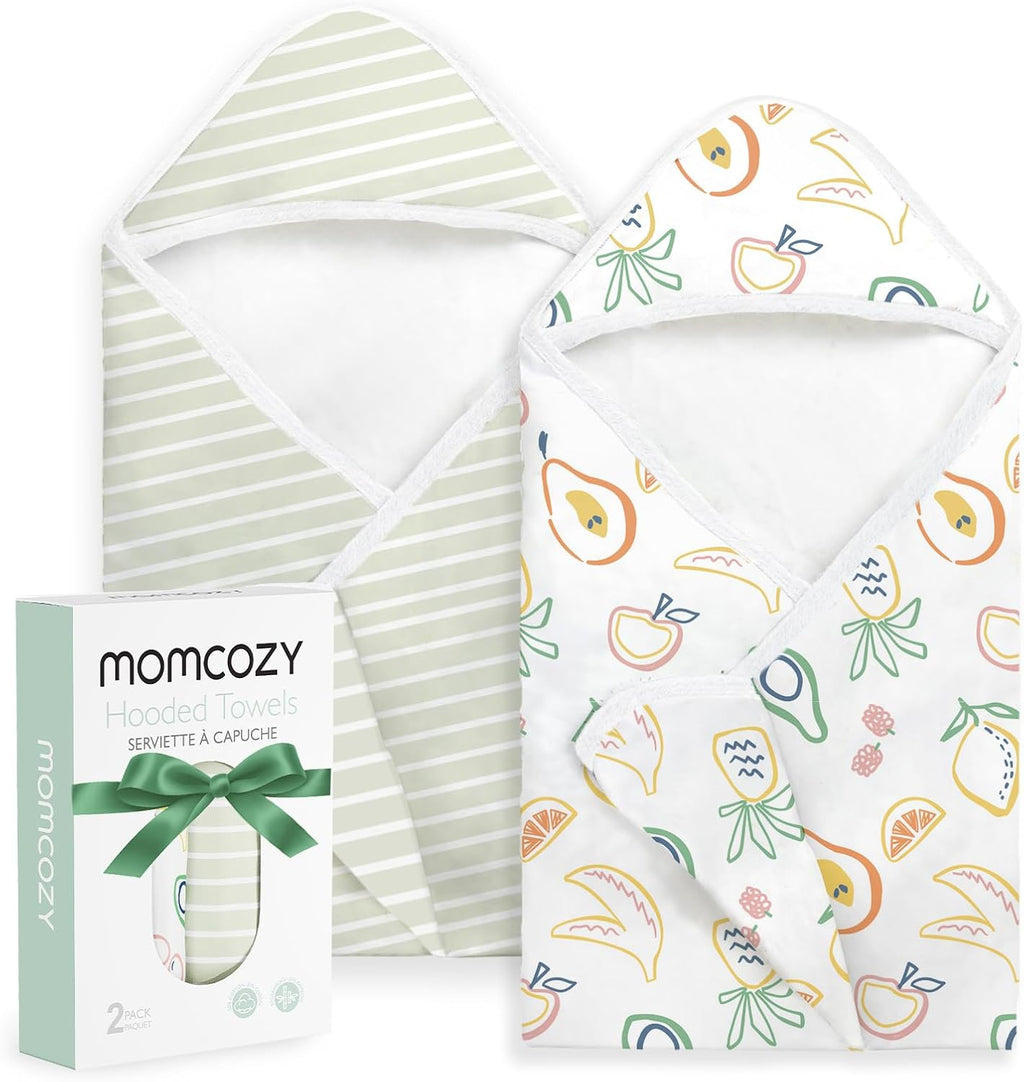 Momcozy Baby Towels, Soft Absorbent Bath Towel for Newborn&Toddler,Lemon