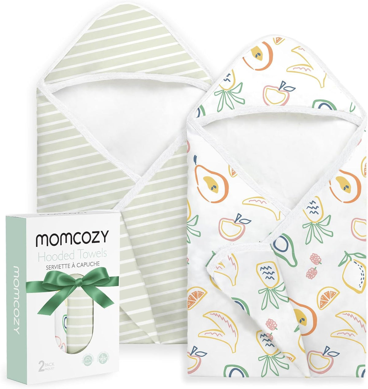 Momcozy Baby Towels, Soft Absorbent Bath Towel for Newborn&Toddler,Lemon