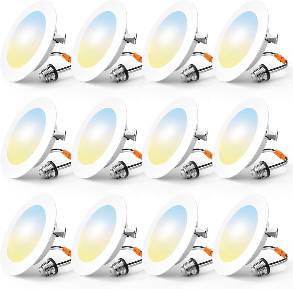 FREELICHT 24 Pack Retrofit LED Recessed Lighting 6 Inch, 5CCT, White