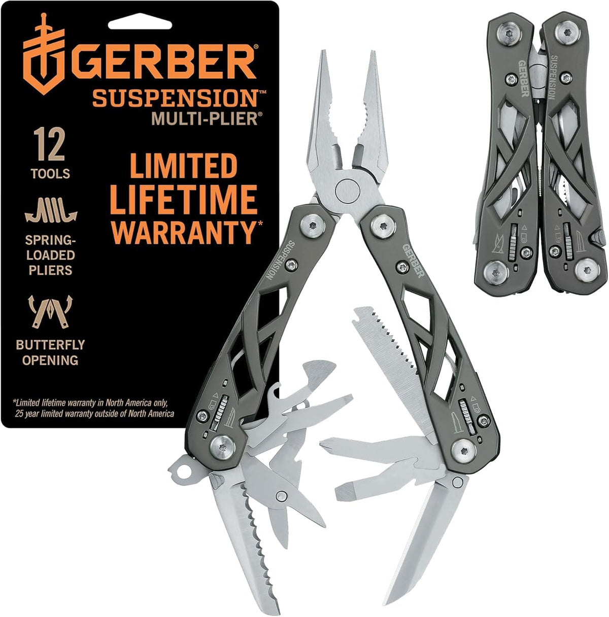 Gerber Suspension NXT 15-in-1 Multitool Pliers, EDC Knife, Stainless Steel