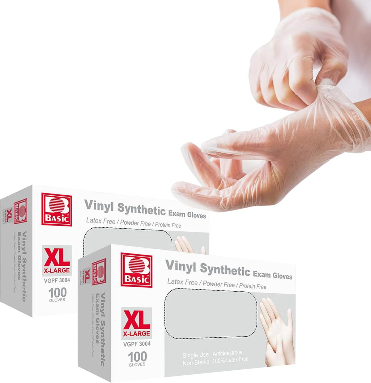 Jointown Basic Medical Clear Vinyl Exam Gloves - Latex-Free & Powder-Free - VGPF-3003 (Case of 1,000), Large