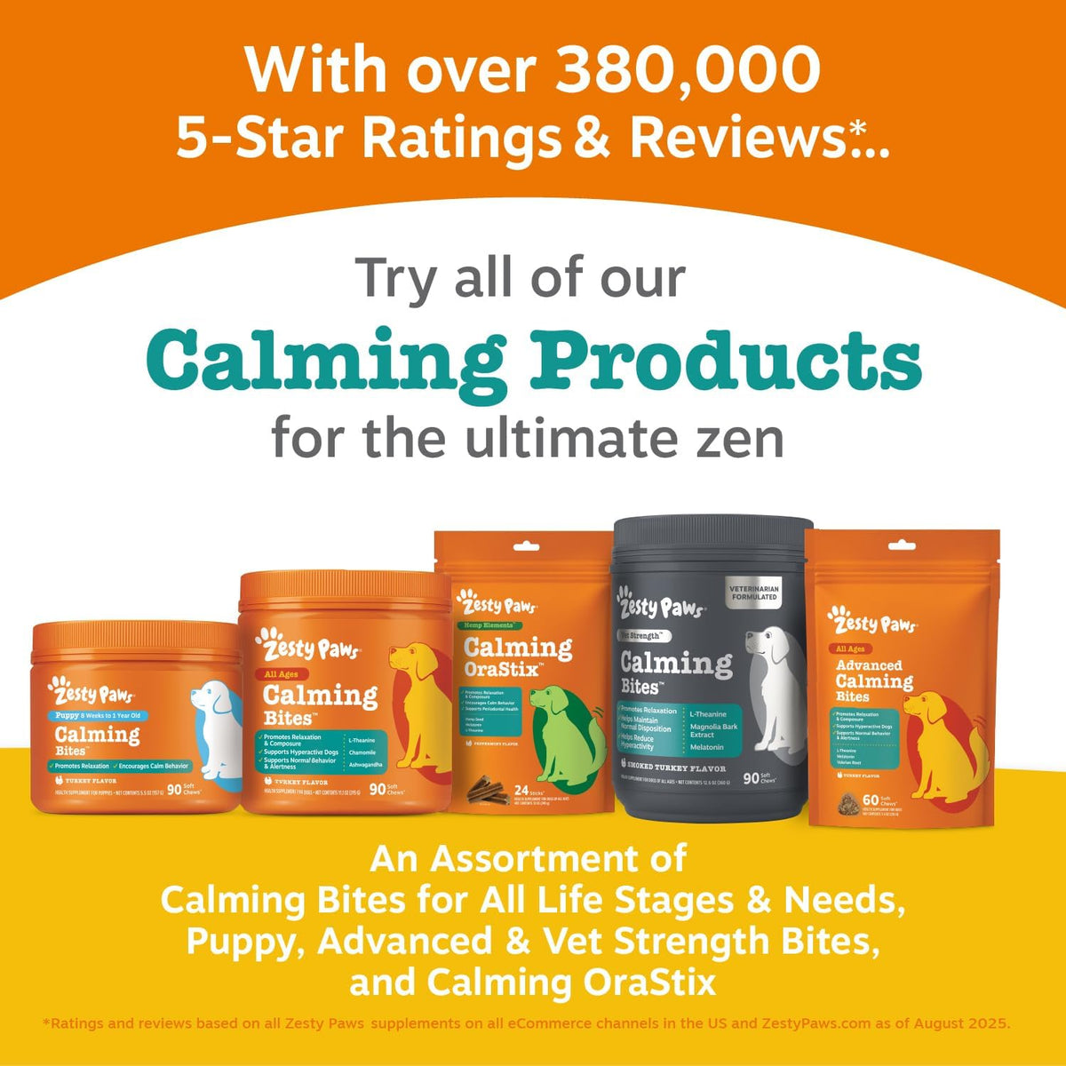 Zesty Paws Calming Chews for Dogs - Dog Calming Supplement, PB, 90 Ct