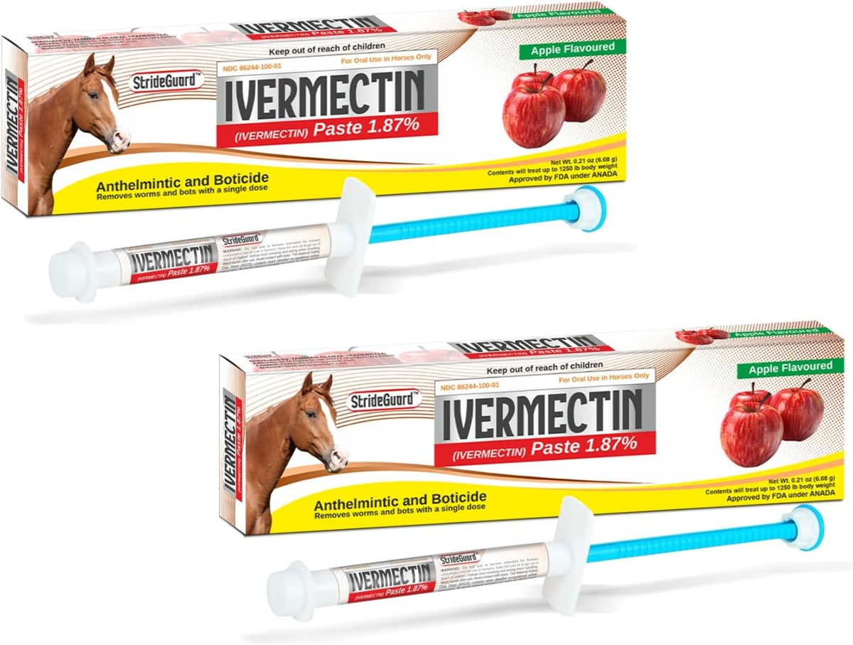 Horse Ivermectin Paste 1.87% – Apple Flavored Oral Horse Dewormer Syringe – 6.08g Tube Treats Horses Up to 1,250 lbs [Pack-1]