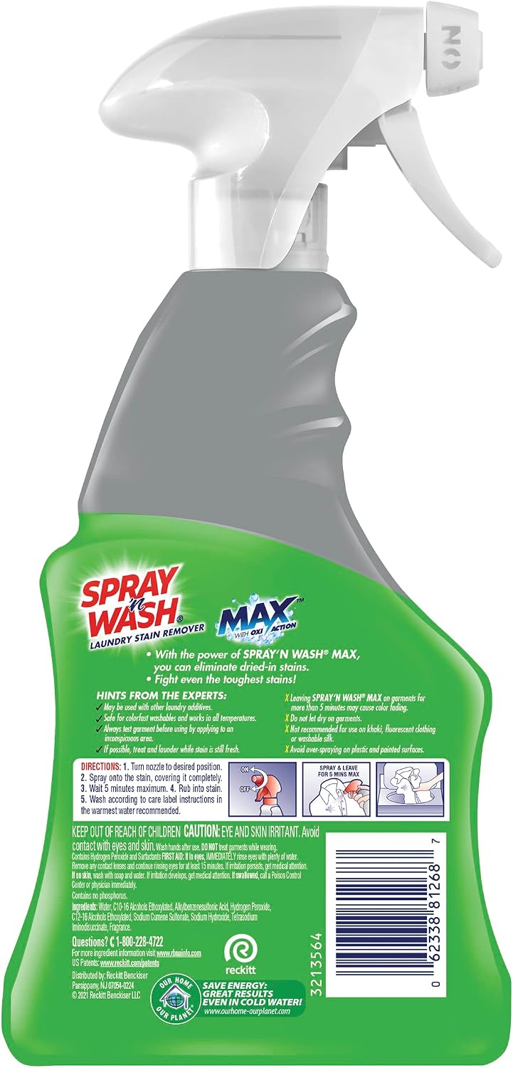 Spray 'n Wash Max Laundry Stain Remover Spray for Clothes, 16oz
