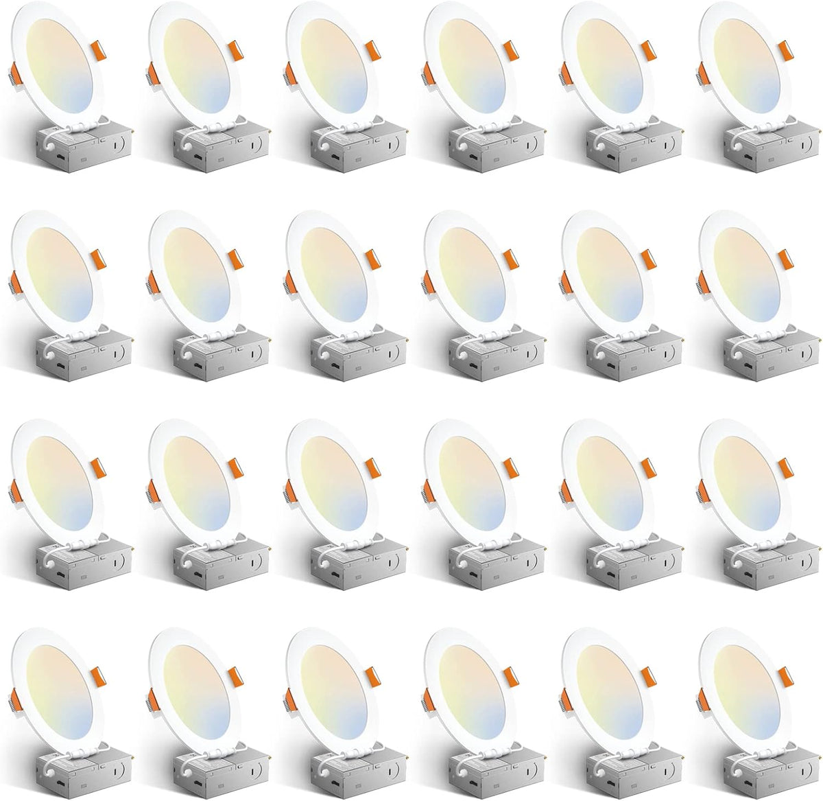 Amico 24 Pack 6 Inch LED Recessed Light with Junction Box, 5CCT, 1050LM